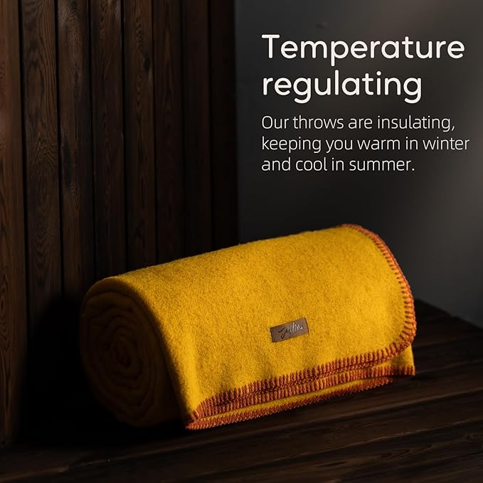 100% Wool Blanket 62 x 86 Warm Thick Washable Military Wool Blanket Great for Camping Outdoors Sporting Events Survival Kits Yellow