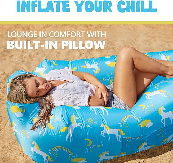 AlphaBeing Inflatable Lounger Beach Chair Accessories Air Sofa Hammock Inflatable Couch for Camping Backyard Lakeside with Compression Sacks Ideal Outdoor Gifts for Adults