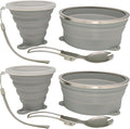 Mess Kit for Camping Silicone Collapsible Bowl Collapsible Cup and Stainless Steel Spoon for Backpacking Outdoor Hiking Traveling and Picnic - 2 Pack