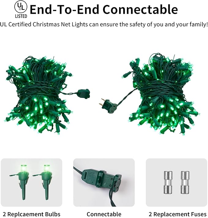 Led Christmas Net Lights Green Outdoor Christmas Lights 160LED 5ftx7ft Waterproof Outdoor Indoor Fairy Mesh Net Light for Xmas Party Yard Patio Trees Shrubs Bushes Decorations