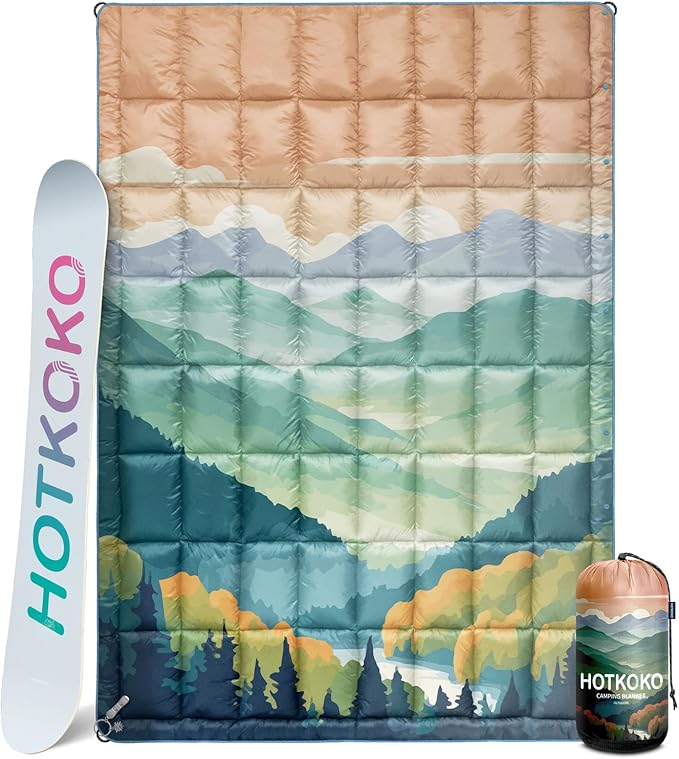 Down Camping BlanketWarm Puffy Lightweight Camp Blanket Outdoor Travel Quilt for SleepStadium Hiking &amp Festivals | Water Resistant Packable &amp Compact