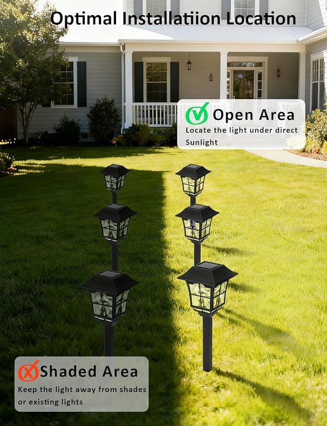 Solar Pathway Lights Outdoor 8 Pack Waterproof Solar Powered Garden Light 3000K Warm White LED Path Landscape Lighting Auto On/Off Outside Decor Lights for Garden Yard Walkway Driveway Lawn