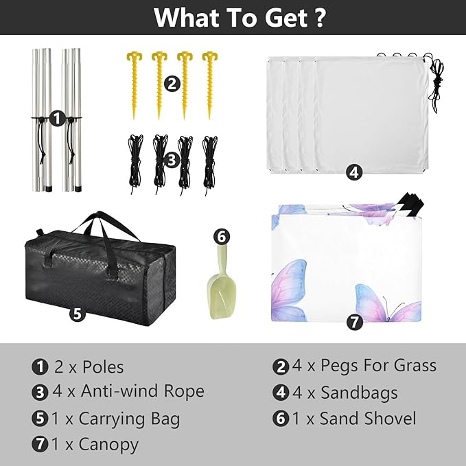 ButterflyCamping Sun Shelters 9.2 x 10.5 FT Beach Canopy Tent Sun Shade with Carrying Bag for Camping Trips Fishing Backyard Fun or Picnics 21341668