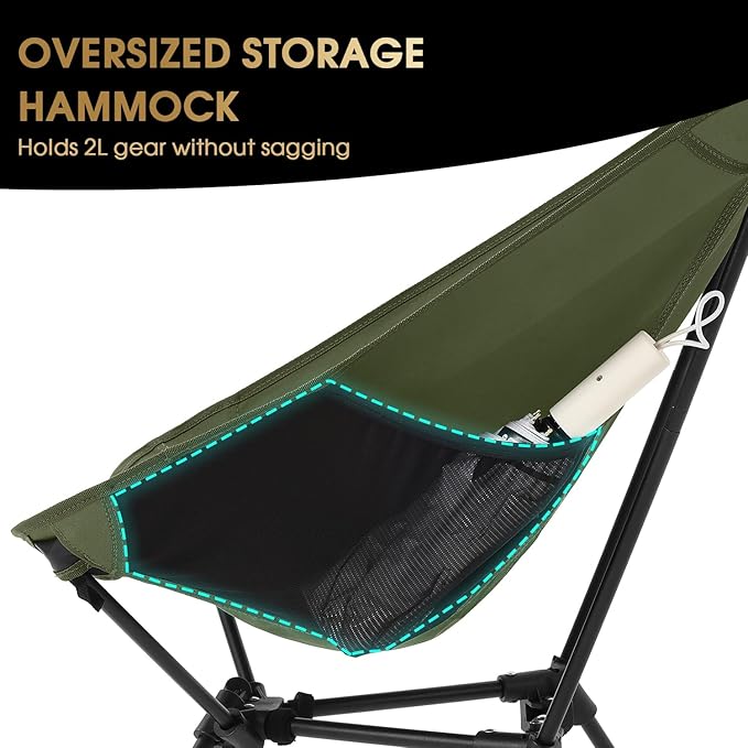 MOON LENCE Portable Camping Chair Lightweight Folding Backpacking Hiking Chair Plus Size Compact Yet Support 330 lbs (Green)