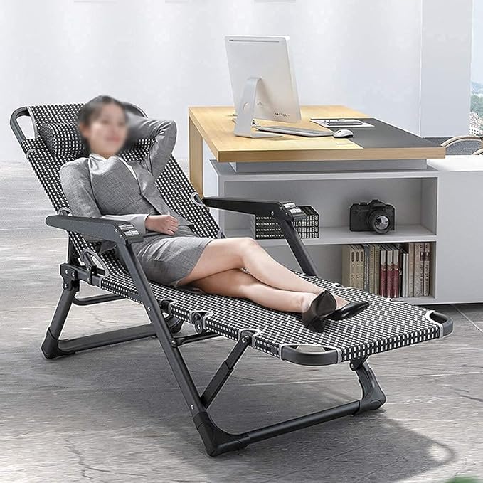 Reclining Chair Folding Lunch Rest Backrest Chair Balcony Home Leisure Portable Office Lunch Chair Adjustable