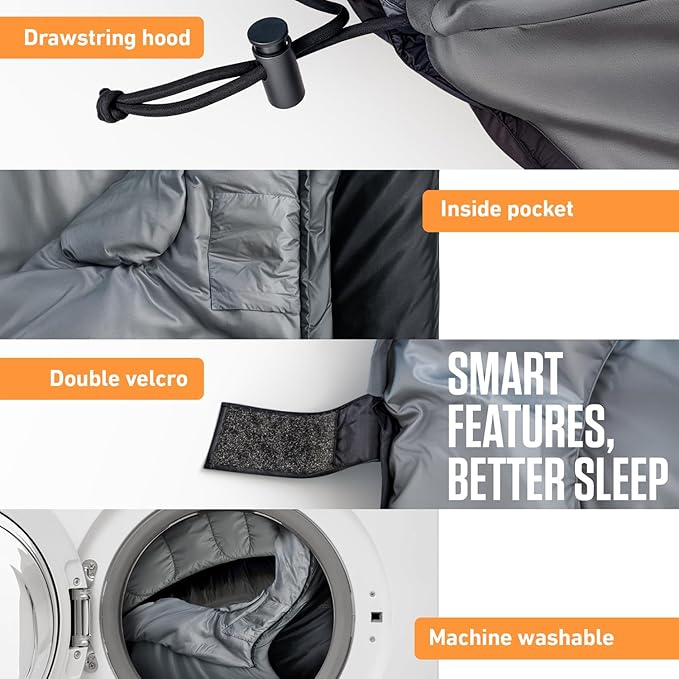 VENTURE 4TH Backpacking Sleeping Bag – XXL Double and Single Sizes - Lightweight Warm &amp Cold Weather Sleeping Bags for Adults Kids &amp Couples – Ideal for Hiking Camping &amp Outdoor Adventu