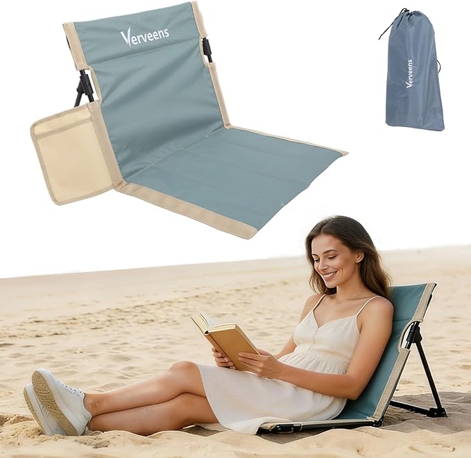 Extra Large Foldable Camping Chair with Cup HolderUltra-Light Portable Beach Chair with Carry Bag for Sunbathing Swimming Poolside Picnic Lawn Road Hiking Trips (Light Blue)