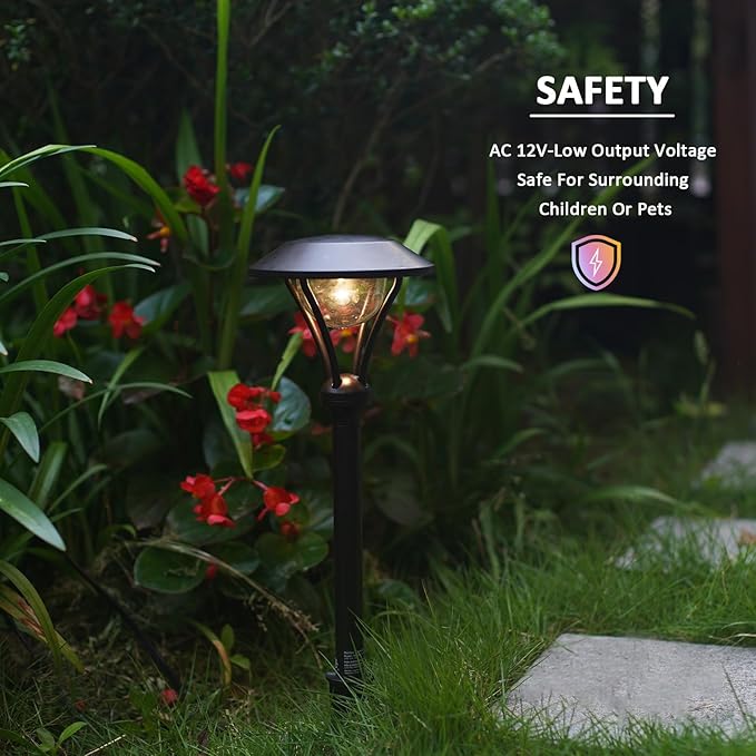 Low Voltage Pathway Lights 12V AC Landscape Lighting Kit 6PK Path Lights 1W LED Outdoor Hardwired 60 Lumen 3000K Warm White Walkway Lights with Connectors and Stakes