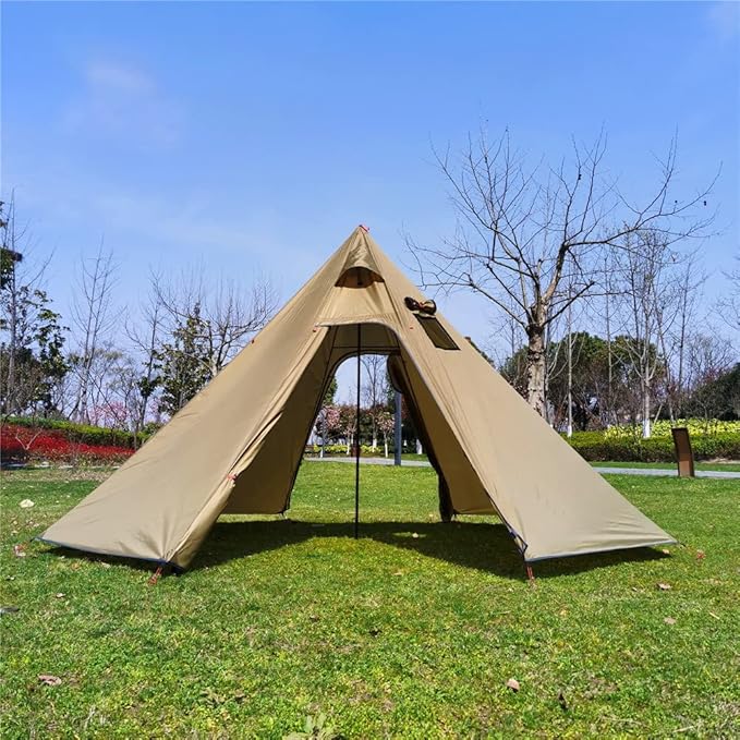 Tipi Hot Tent with Fire Retardant Stove Jack for Flue Pipes 2~3 Person Lightweight Teepee Tents for Family Team Outdoor Backpacking Camping Hiking