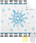 Beach Blanket Waterproof Sandproof OversizedBlue Snowflake Merry Christmas Beach Mat with Corner Stakes Sand PocketsWinter Snow Checker Outdoor Picnic Mat for Travel Camping Hiking 95x80In