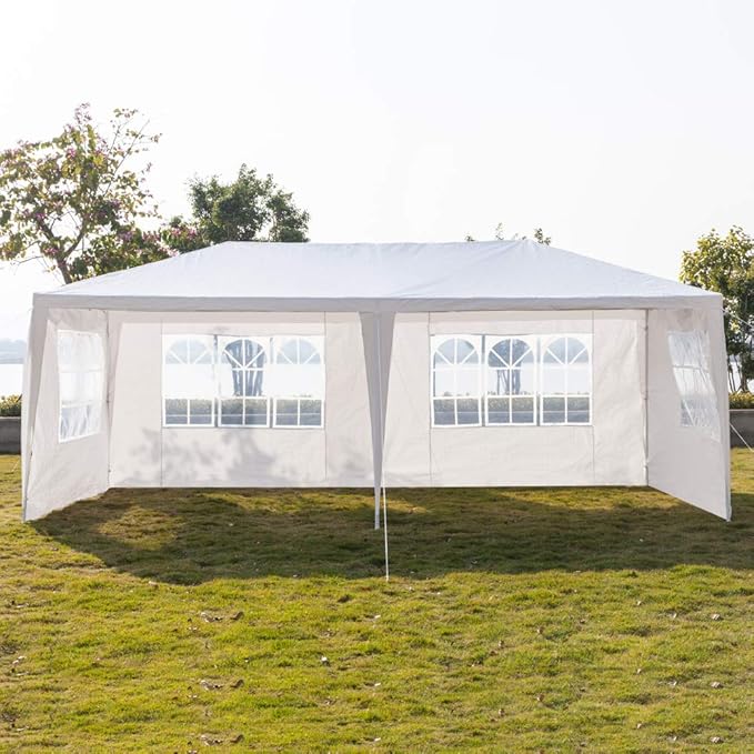 10'x20' Outdoor Party Tent with 6 Removable Sidewalls Waterproof Canopy Patio Wedding Gazebo White