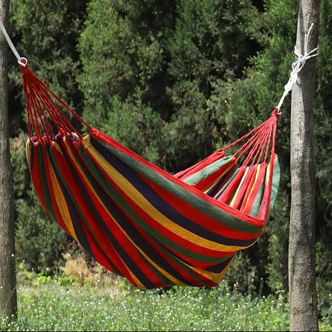 Brazilian Double Cotton Hammock! 2 Free Carabiners Included! Soft Breathable and Easy to Carry! Relax by The Water at The Park or in Your Backyard! Indoors or Outdoors! Large Size!