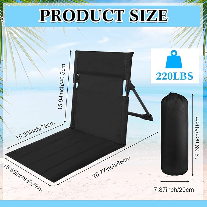 Karenhi 4 Pcs Foldable Poolside Chairs Portable Beach Chair Folding Seat for Edge of Pool Provide Back Support with Carry Bag for Adults Traveling Camping Picnic Lawn(Black26.8 InchClassic Style)