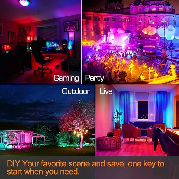 MELPO LED Flood Light Outdoor 500W Equivalent 5000LM Smart RGB Landscape Lighting with APP Control DIY Scenes - Timing - Warm White 2700K - Color Changing Uplight IP66 Waterproof US Plug (4 Pack)