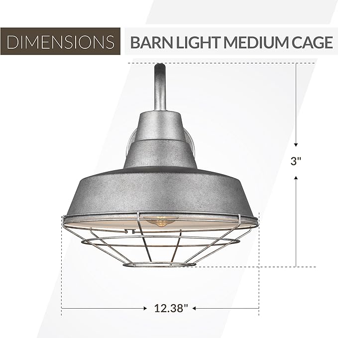 Generation Lighting Barn Light Cage for Outdoor Light Fixture Weathered Pewter 96374-57 Stainless Steel Hanging Light Cage for Rustic Home Decor Metal Lamp Guard for Outdoor Wall Light Fixture