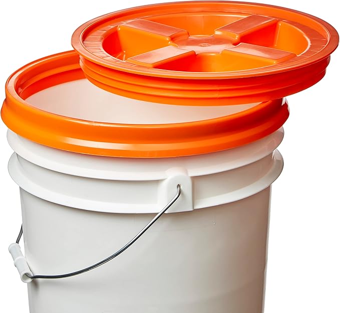 Gamma Seal Lids for 3.5 5 6 and 7 Gallon Buckets – Pack of 12 Orange Gamma Lids – Food Grade BPA Free Reusable Lids Made in USA
