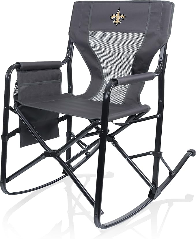 Picnic TIME NFL Woodland Rocking Camping Chair with Storage Caddy Camp Chair for Adults