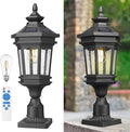 Darkaway Solar Post Lights Lamp Outdoor Pole Light Fixture Dusk to Dawn Aluminum Lamp Post with Remote Solar Pole Fence Deck Lighting for Huose Garden Patio Pathway