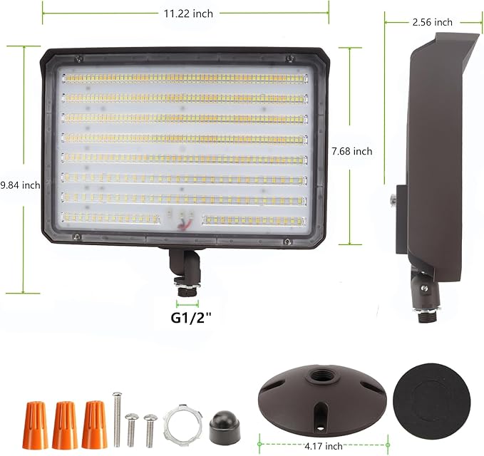 2Pack Dusk to Dawn Outdoor 150W LED Flood Light with Knuckle &amp Plate Mount 3000K/4000K/5000K Color Selectable ETL Commercial LED Security Lighting