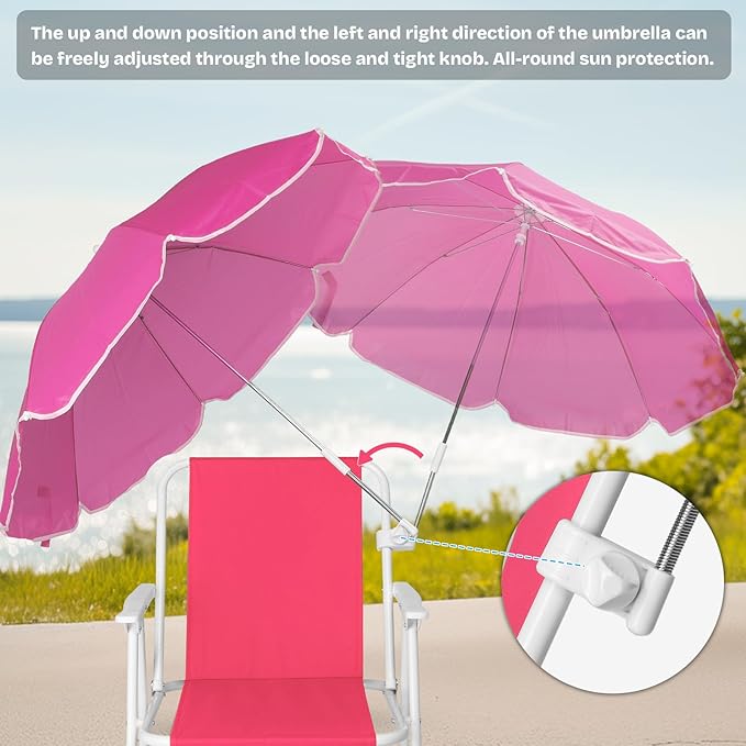 Outvita Beach Chair with Umbrella Outdoor Folding Chair High Strength Cleanable Fabric Lightweight and Waterproof for Sand Camping Lawn Concert Travel Festival BlueHeavy Duty Supports 220lbs