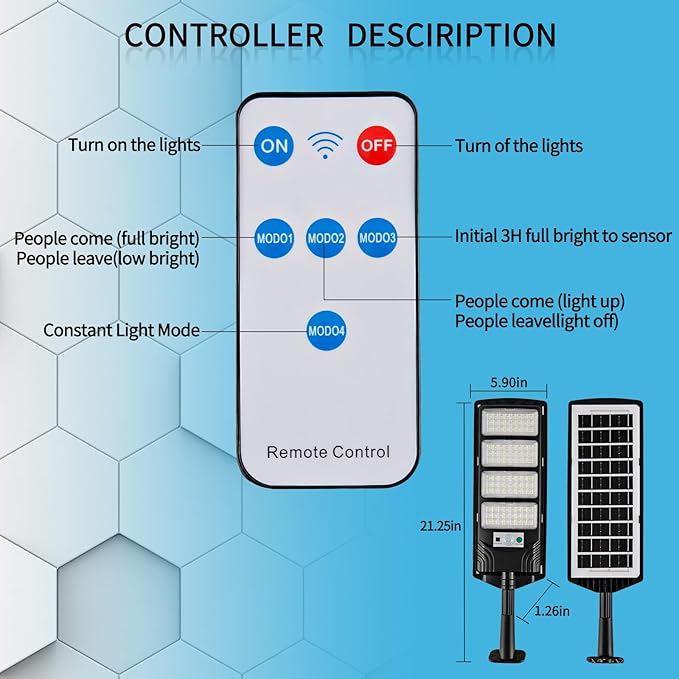 Solar Street Lights Outdoor Waterproof LED Dusk to Dawn Solar Light Flood Lights with Motion Sensor and Remote Control for Exterior Wall Patio Yard Deck GardenParking Lot Lights(2-Pack)