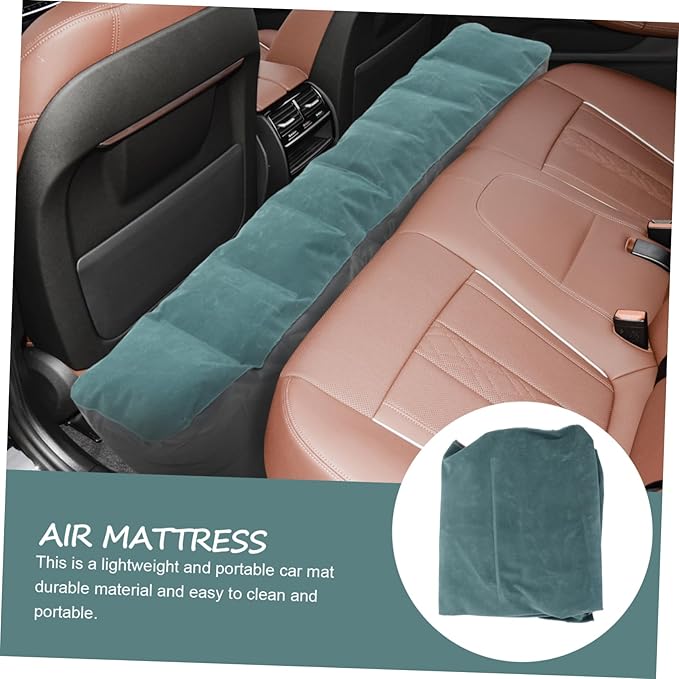 Happyyami Inflatable Car Air Bed Mattress Portable Travel Camping SUV Sedan Rear Seat Cushion Durable Lightweight Easy Clean Comfortable Rest Random Color
