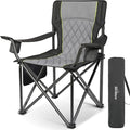 Outdoor Large Camping Chairs for Adults Heavy Duty Camp Chair Support 800lbs King Kong Folding Chairs with Padded and Pocket for Outside Sports Lawn Built Durable and Reliable Black