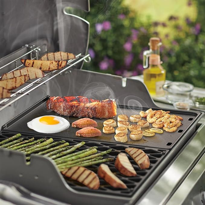 onlyfire Cast Iron Griddle Replacement for Weber 7638 Grill Cooking Grate and Grill Griddle for Spirit I &amp II 300 Series