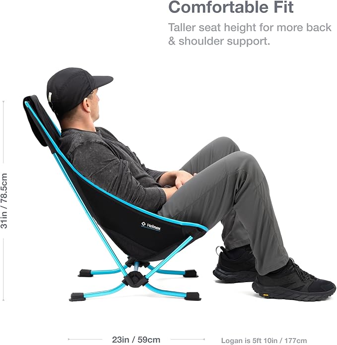 Helinox Beach Chair 3.18lbs Lightweight Lower-Profile Compact Collapsible Camping Chair Black with Pockets