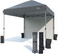 10x10 Outdoor Folding Canopy Tent with 1 Sidewall Easy Up Outdoor Shelter with One Person Set Up Center Lock Portable Patio Screen Tent for Camping Party Beach and Picnic Grey