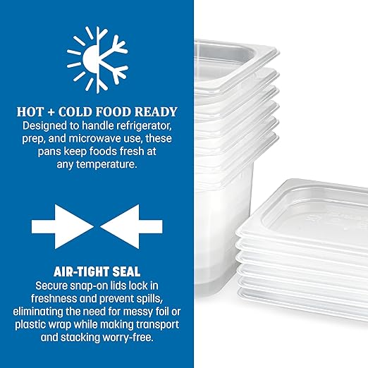 San Jamar Modpans 1/6 Food Pan and Lid for Kitchens and Restaurants Plastic 2 Quarts White