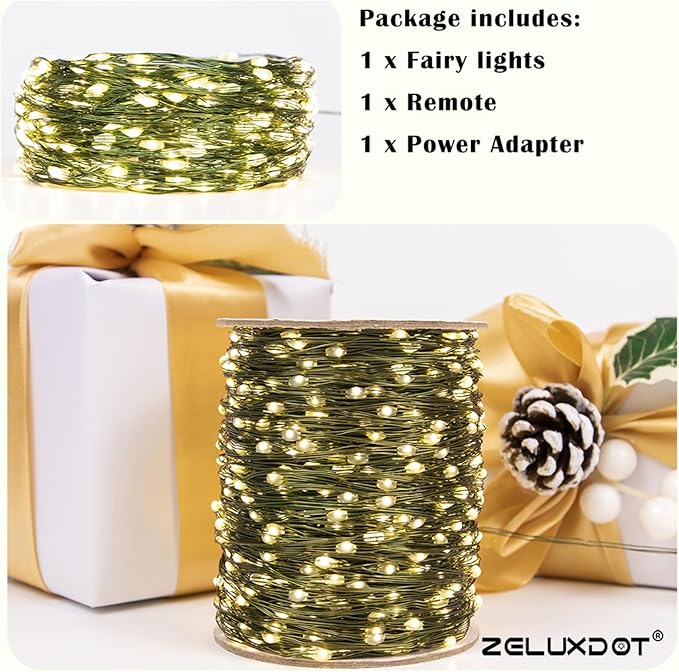 Fairy Lights Plug in200FT 600LEDs Waterproof Led String Lights8 Modes Remote Twinkle Light for Outdoor Indoor Christmas Wedding Birthday Garden Party DecorationsGreen WireWarm White