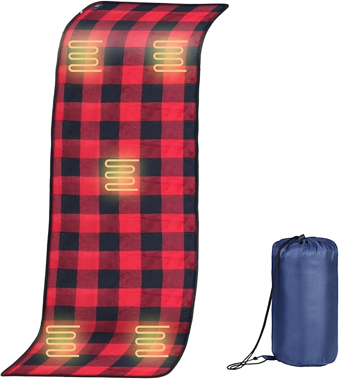 tuphen Heated Sleeping Bag Pad - 3 Adjustable Temperature Levels with 5 Heating Zones Electric Sleeping Bag Liner Heater for Cold Weather Camping Backpacking or Hiking Multi USB Power Supported