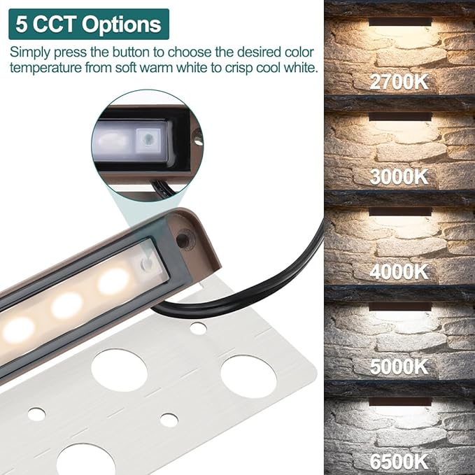 kadision 7” LED Retaining Wall Light 12V Low Voltage Landscape Lighting 4.5W 300lm 2700K/3000K/4000K/5000K/6500K Adjustable Outdoor Step Lights 10-Pack