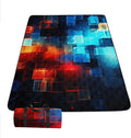 Outdoor Picnic Blanket Portable Ultrasonic Waterproof Picnic 3D Blocks Printed Camping Beach Mat for Sand and Wet Grass Hiking (3D Blocks S