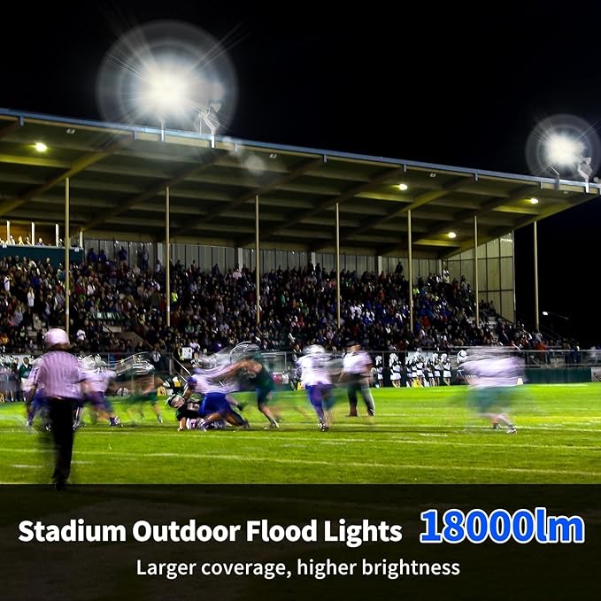 150W LED Outdoor Flood Lights with Plug 18000lm Bright Work Light with 6ft Cord 5000K Daylight White Exterior Floodlight IP66 Waterproof Security Light Yard Lights for Garage Stadium 2 Pack