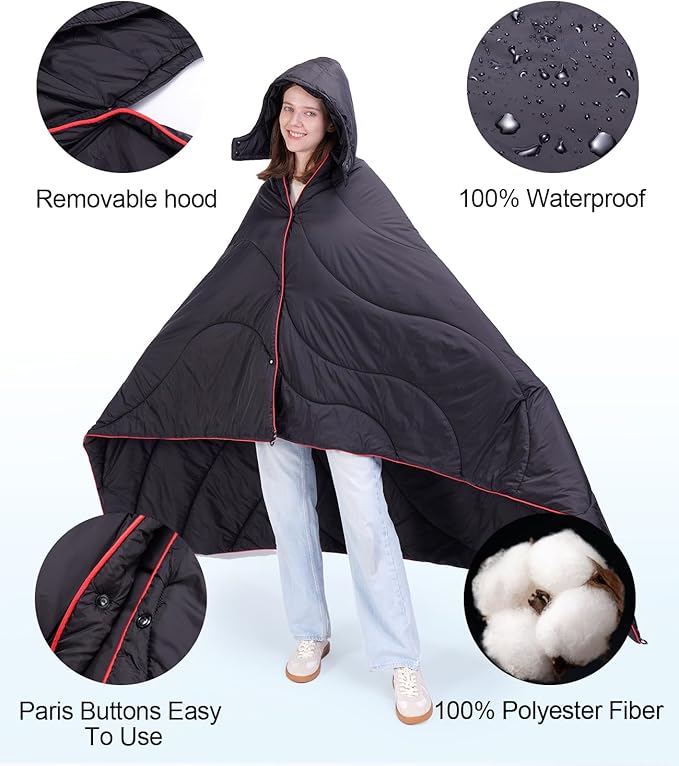 Outdoor Puffy Camping Blanket Lightweight Down Alternative Puffy Waterproof Stadium Blanket with Portable Bag Lightweight Camping Blanket for 2 People Cold Weather Sports Travel Car 79*54 inch