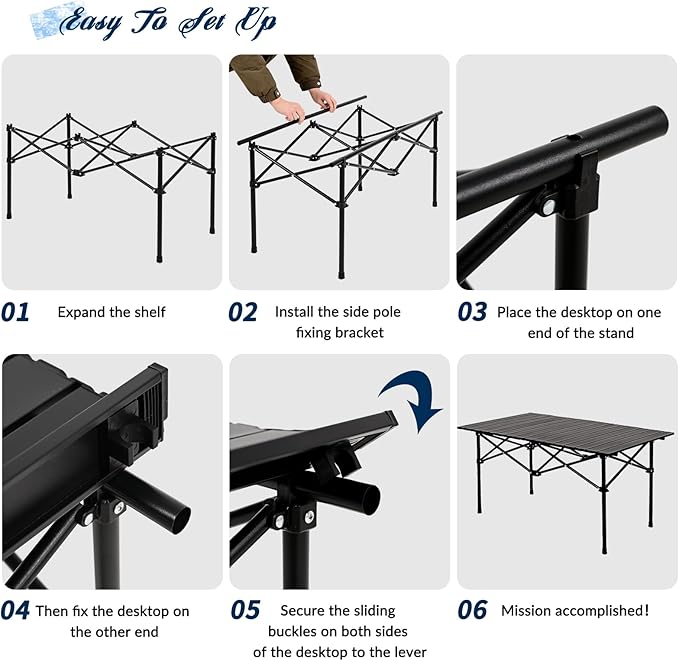 Camping Table Folding Portable Camp Table with 4 Chairs Folding Picnic Table with Carry Bag Indoor Outdoor for Camping Beach Patio RV Backyard BBQ Sturdy Stable Easy to Carry Black