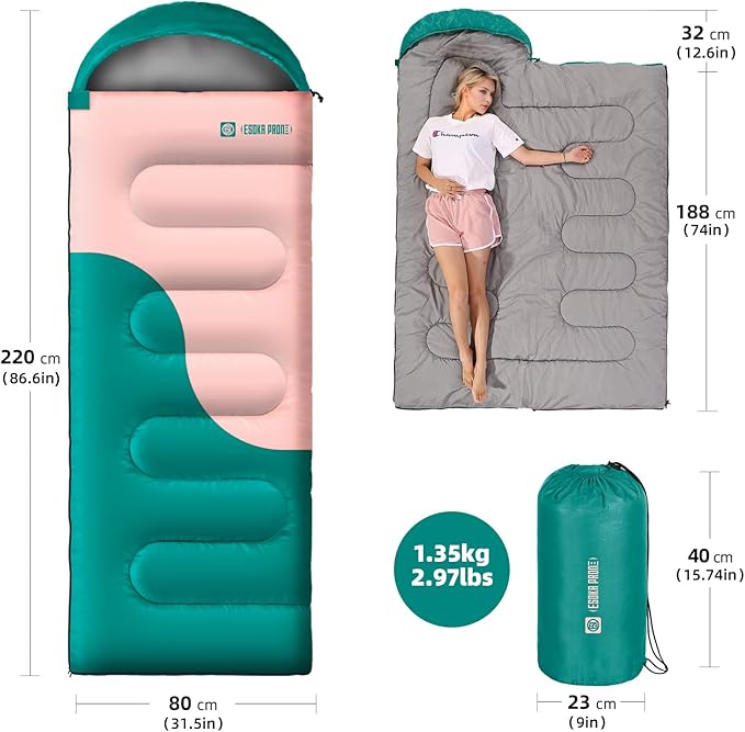 Sleeping Bags for Adults&ampKidsLightweight Waterproof Warm Weather Sleeping BagCompact Portable Sleeping Bag for CampingEssentials Gear for Camping Hiking Outdoor Travel