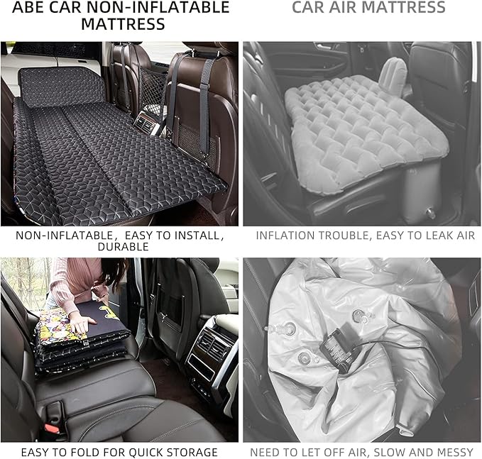 ABE Non-Inflatable Car MattressDouble-Sided Folding Car Bed Mattress SUVPortable SUV MattressCamping Mattress Back SeatBack Seat Extender for Dogs(Dinosaur World)