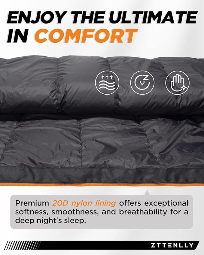 Ultimate 4-Season Down Sleeping Bag for Adults - Lightweight &amp Compact 550/600 FP 0°F to 30°F for Backpacking Camping &amp Hiking