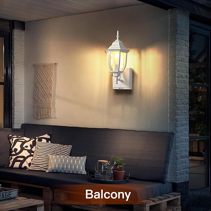 Upgraded Porch Lights Outdoor Wall Light with GFCI Outlet Waterproof Exterior Lighting Fixtures Wall Mount Outside Light for House Patio GarageWhite1 PackNo Sensor