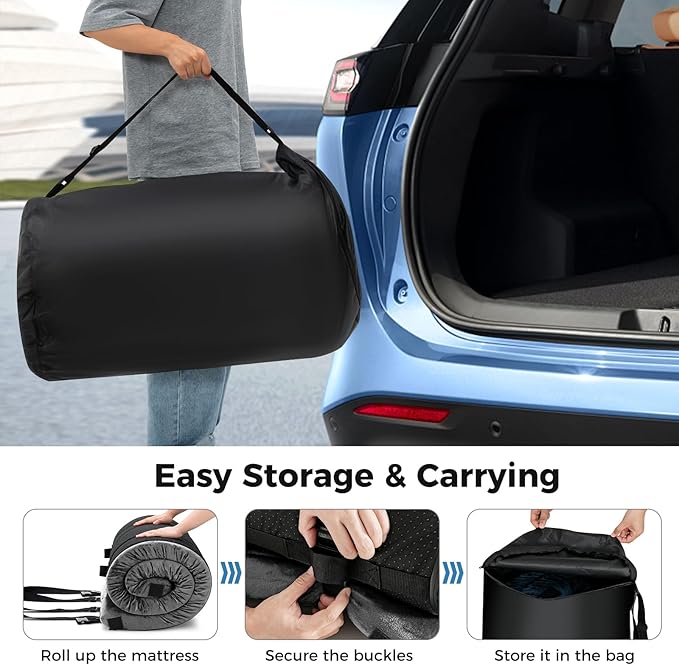 Tangkula Memory Foam Sleeping Pad Roll Up Floor Mattress with Carry Bag Non-Slip Bottom Guest Floor Folding Bed for Sleepover Portable Camping Mattress for Indoor Outdoor Car Travel Cot Tent