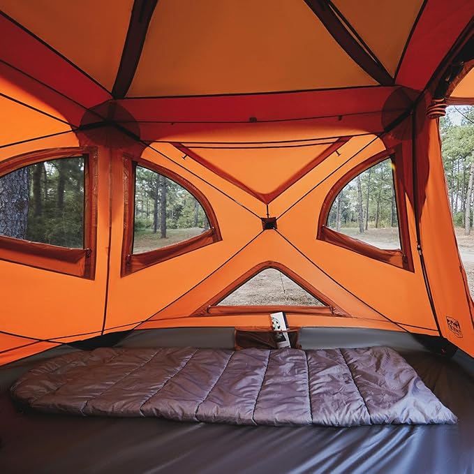 TIMBER RIDGE Camping Tent 4 Person Instant Pop Up Hub Tent with 8 Windows Easy 60 Second Setup Weather Resistant Family Cabin Tents with Rain Fly for Camping Hiking Outdoor Travel
