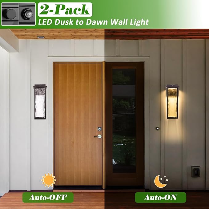 16 Oil Rubbed Bronze Dusk to Dawn LED Outdoor Wall Light Large Brown Exterior Lighting Fixture Modern Outside Wall Mounted Porch Sconce Waterproof Patio Lantern Lamp with Sensor 1 Pack