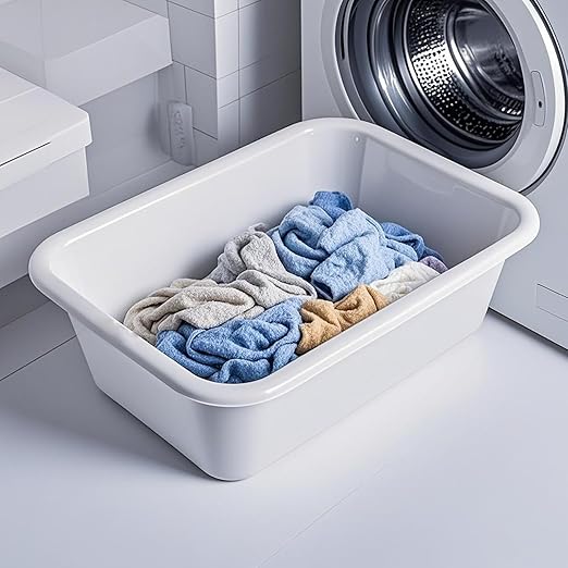 ZOENHOU 4 Pack 10 L Bus Tubs Plastic Bus Box Tote White Commercial Plastic Bus Box Tote Box Wash Basin Tote Box for Pantry Washing Dishes 5 Inch Deep