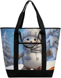Insulated Shopping BagLarge Reusable Cooler Bags Cute Snowboard Snowman Printed Foldable Shopping BagTravel Waterproof Shoulder Bag