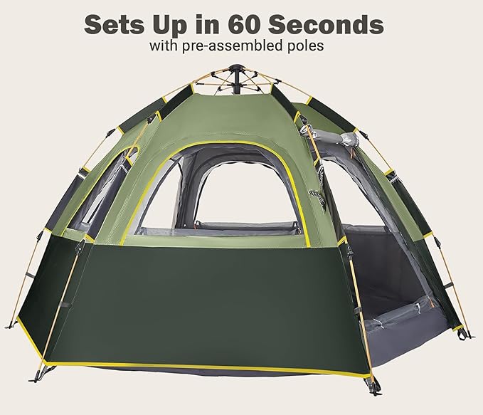 Camping Tent with Instant Setup 2/3 Person Weatherproof Easy Quick Set Up in 60 Seconds with Rainfly Backpack Tent for Family Camping &amp Hiking Upgraded VentilationCenter Height 66-inch