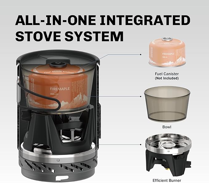 Fire-Maple Fixed Star 1 Personal Cooking System | Pot/Jet Burner Stove System with Electric Ignition | Ideal for Hiking Camping Backpacking Fishing Hunting Trips and Emergency Use