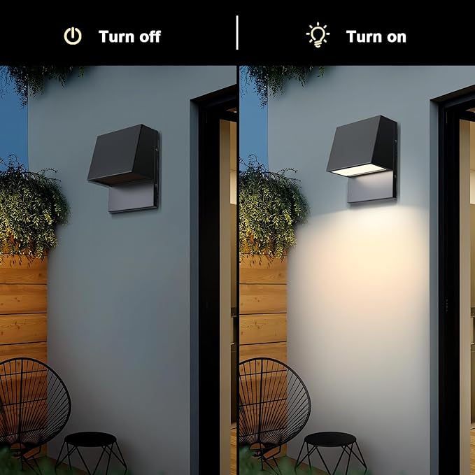 LED Modern Outdoor Wall Light 15W 3000K Matte Black 8 x 3.5 x 10.25 inches Waterproof Outdoor Front Door Porch Garden Garage Yard Pathway Patio Walkway